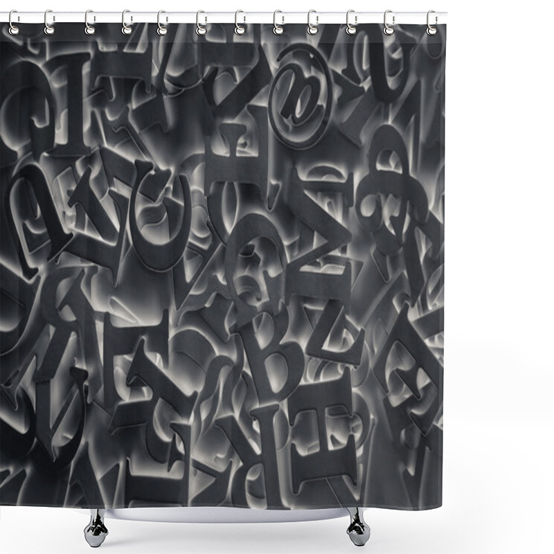 Personality  Abstract Background With Black Letters Shower Curtains