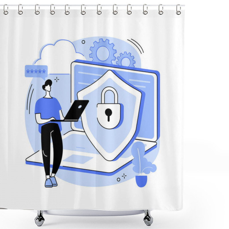 Personality  Cyber Security Software Abstract Concept Vector Illustration. Shower Curtains