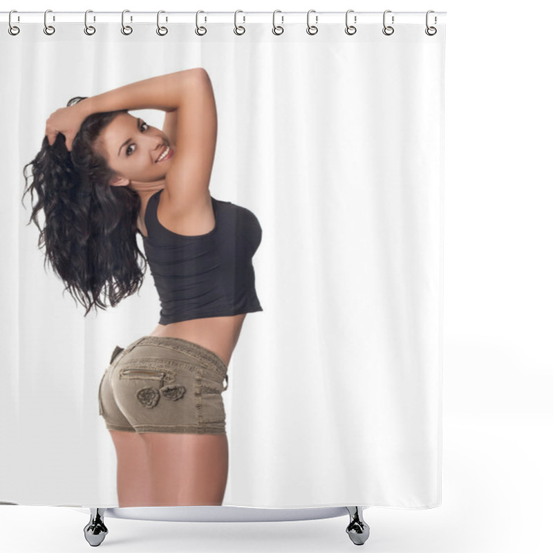 Personality  Sexy Brunette Woman Shower Curtains