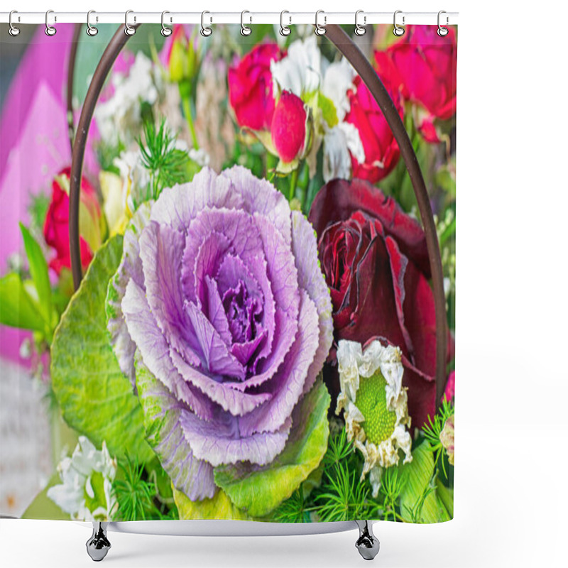 Personality  Lilac Beautiful Rose In A Basket. Wedding. Women's Day Shower Curtains