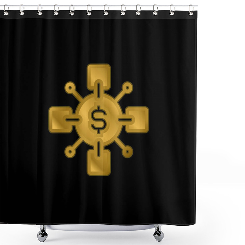 Personality  Blockchain Gold Plated Metalic Icon Or Logo Vector Shower Curtains