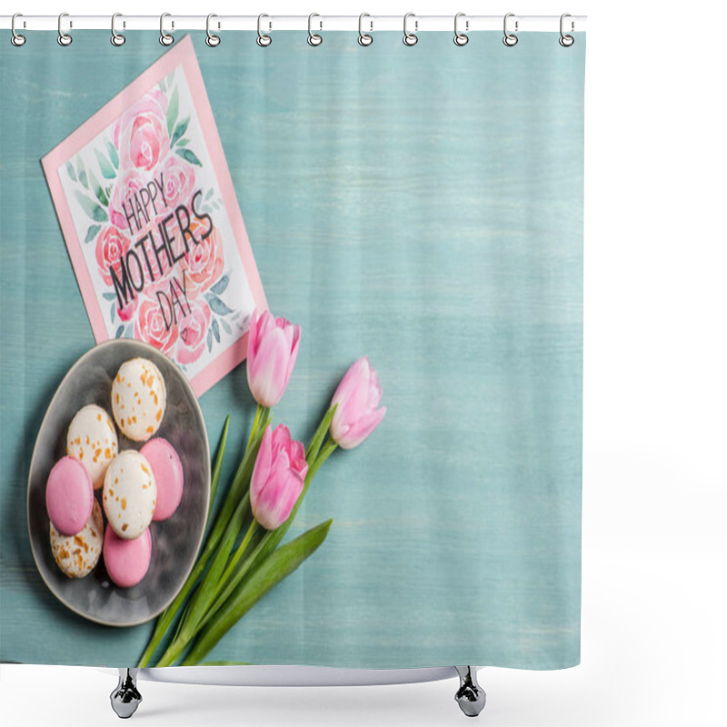 Personality  Macarons And Greeting Card Shower Curtains