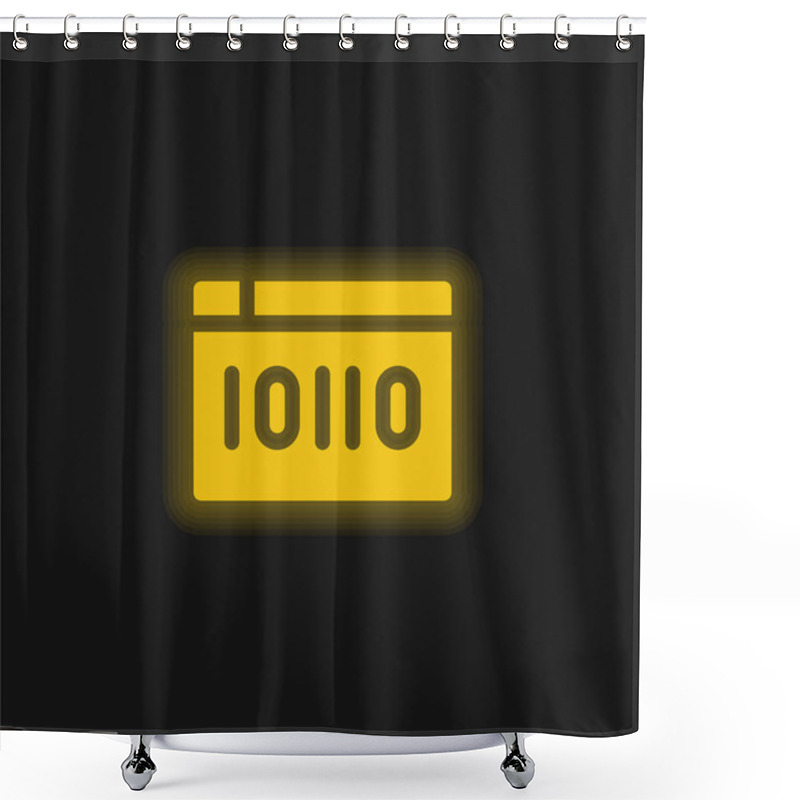 Personality  Binary Code Yellow Glowing Neon Icon Shower Curtains