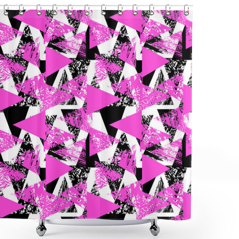 Personality  Hand Painted Bold Pattern With Triangles Shower Curtains