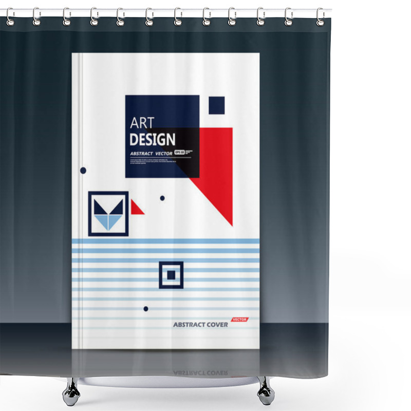 Personality  Abstract Composition. Text Frame Surface. Brochure Cover. White Title Sheet. Creative Logo Figure. Ad Banner Form Texture. Red Triangle, Black Box Block Icon. Flyer Fiber Backdrop. Vector Illustration Shower Curtains