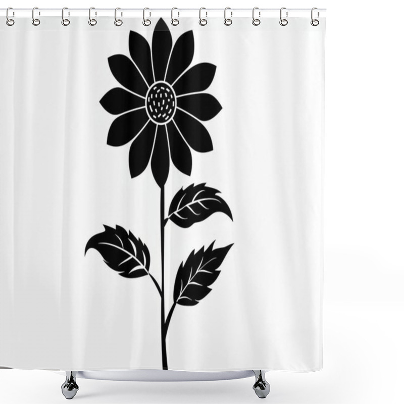 Personality  Silhouette Of A Stylized Flower With Leaves On A Plain Background. Shower Curtains