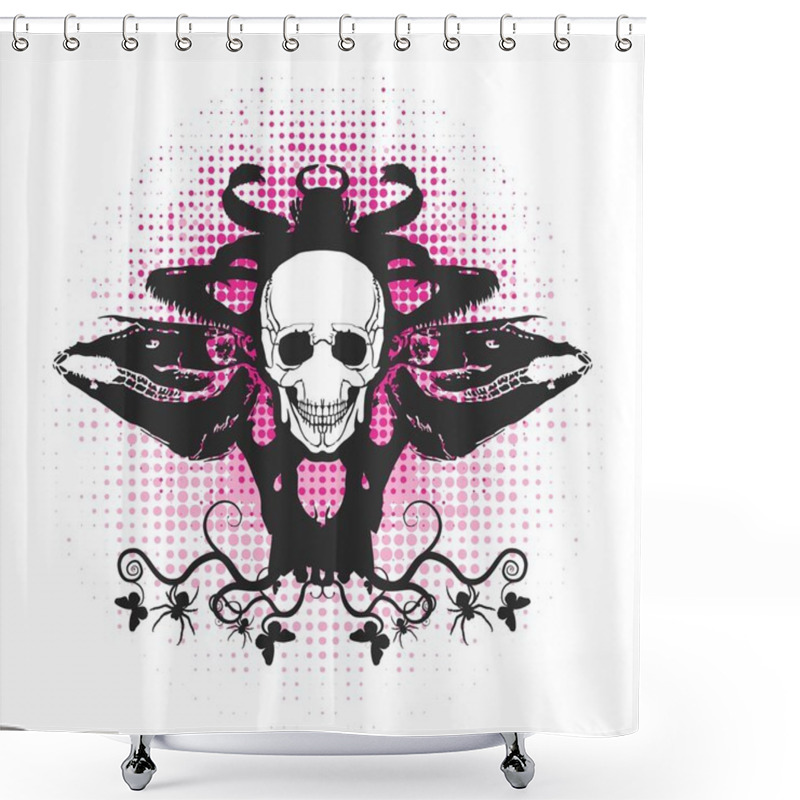 Personality  Symmetrical Composition With A Skull Shower Curtains