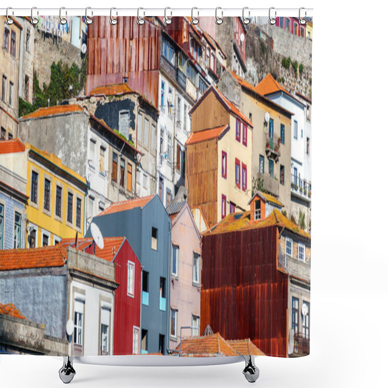 Personality  Porto, Portugal, Facades Of Old Buildings In The Historic Center Shower Curtains