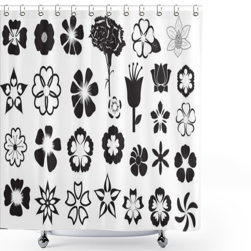 Personality  Flower Silhouettes Vectors Shower Curtains