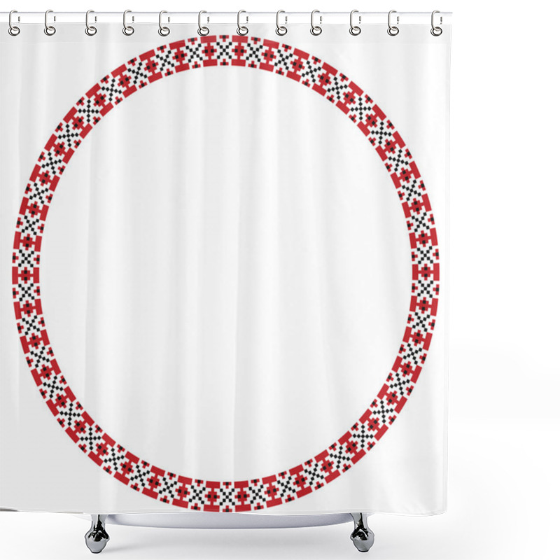 Personality  Traditional Slavic Round Embroidery Shower Curtains