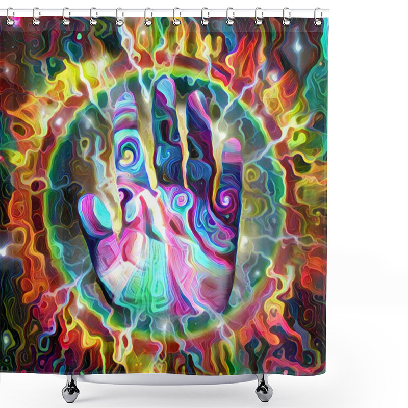 Personality  Human Palm. Abstract Painting. 3D Rendering Shower Curtains