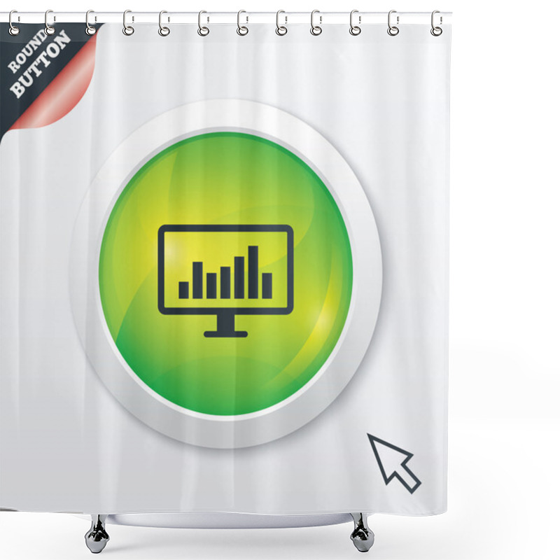 Personality  Computer Monitor Sign Icon. Market Monitoring. Shower Curtains