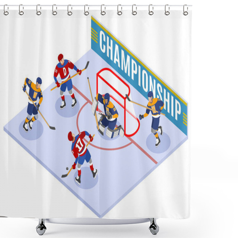 Personality  Hockey Championship Isometric Composition Shower Curtains