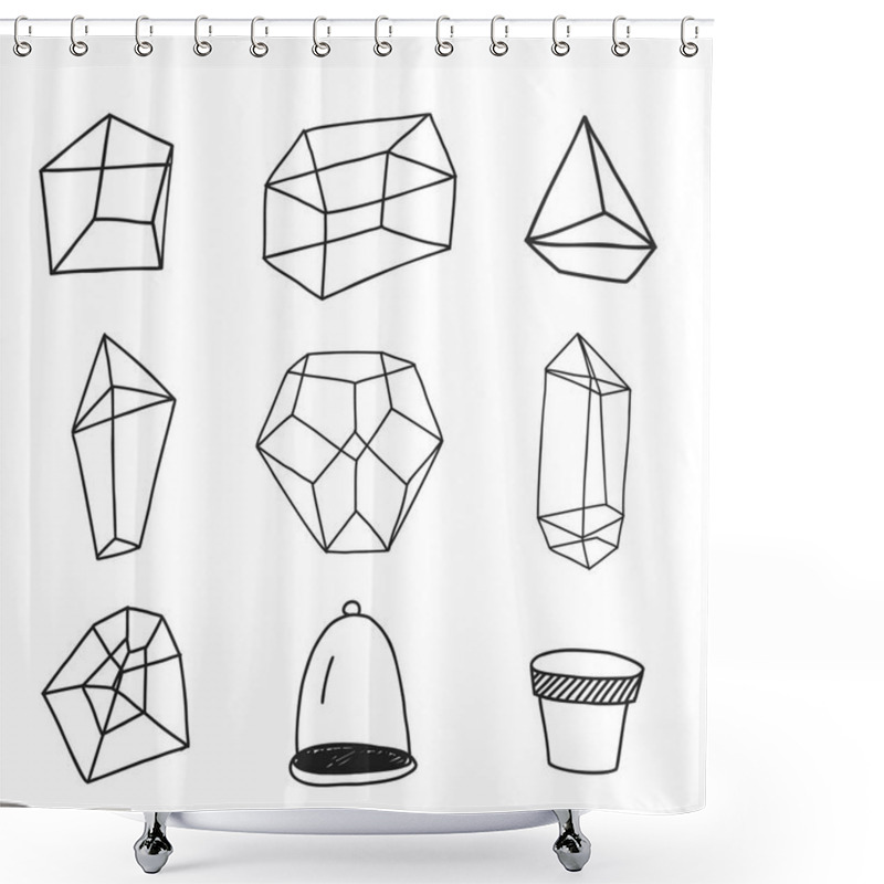 Personality  Geometrical Terrarium Doodle Pots Hand Drawn Illustration Shower Curtains