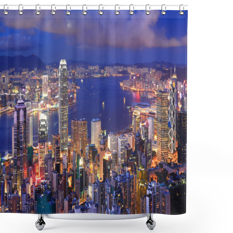 Personality  Hong Kong Cityscape At Night Shower Curtains