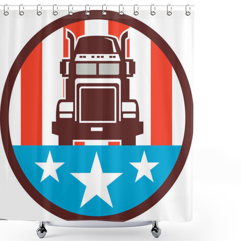 Personality  Truck USA Flag Circle Retro Shower Curtains