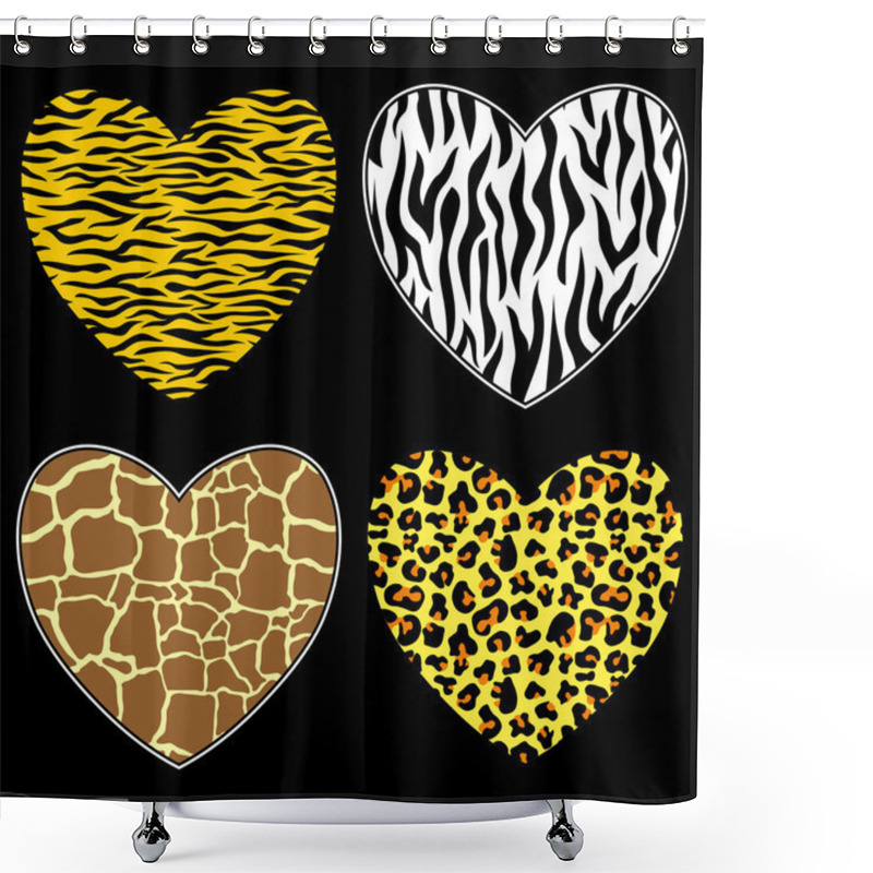 Personality  Hearts With Animal Print Shower Curtains