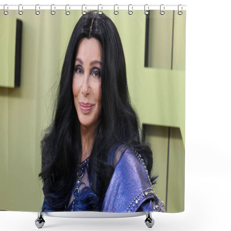 Personality  American Singer, Actress And Television Personality Cher (Cherilyn Sarkisian) Arrives At The Versace Fall/Winter 2023 Fashion Show Held At The Pacific Design Center On March 9, 2023 In West Hollywood, Los Angeles, California, United States. Shower Curtains