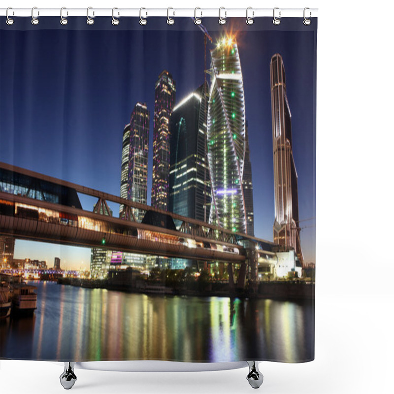 Personality  Beautiful Night View Skyscrapers City International Business Cen Shower Curtains