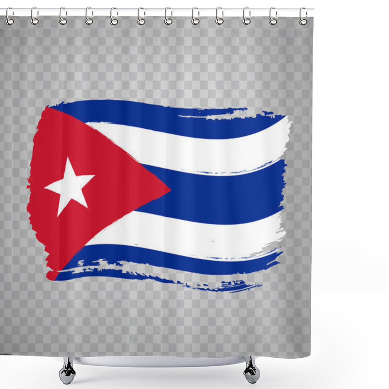 Personality  Flag Of Cuba From Brush Strokes. Flag Republic Of Cuba On Transparent Background For Your Web Site Design, Logo, App, UI. Stock Vector. EPS10. Shower Curtains