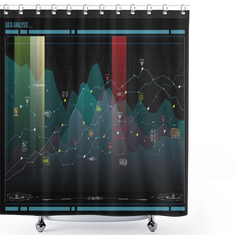 Personality  Data Analysis Visualization. Futuristic Infographic. Information Aesthetic Design. Visual Data Complexity. Social Network Representation. Abstract Data Graph. Shower Curtains