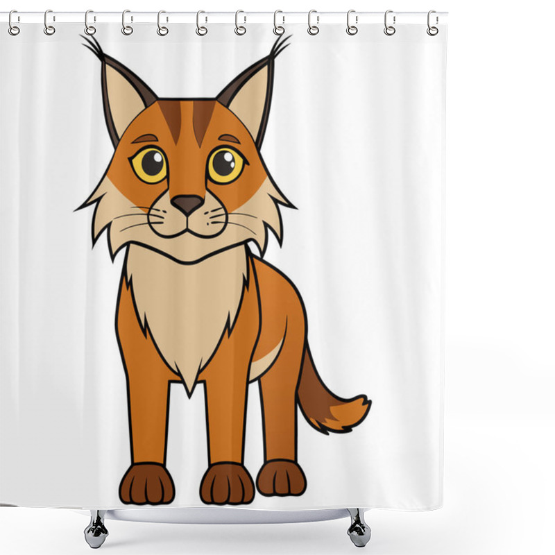 Personality  Lynx Vector Illustration, Cartoon Clipart Character, Animal In Flat Style. Shower Curtains