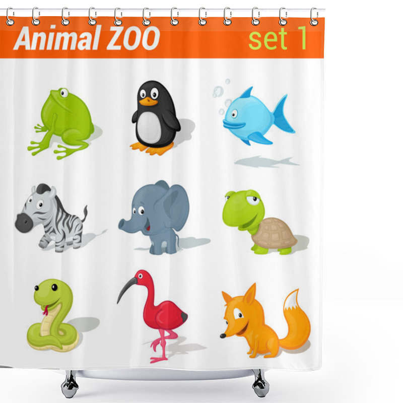 Personality  Funny Animals Icon Set. Shower Curtains