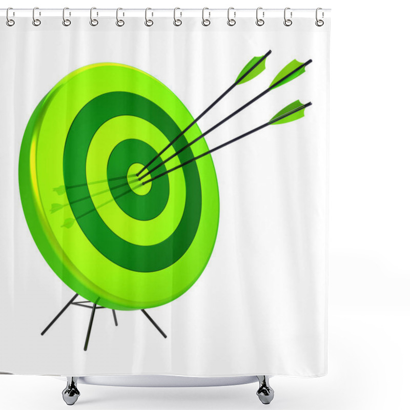 Personality  Green Target Hit In The Center By Three Arrows Bull's-eye Shower Curtains