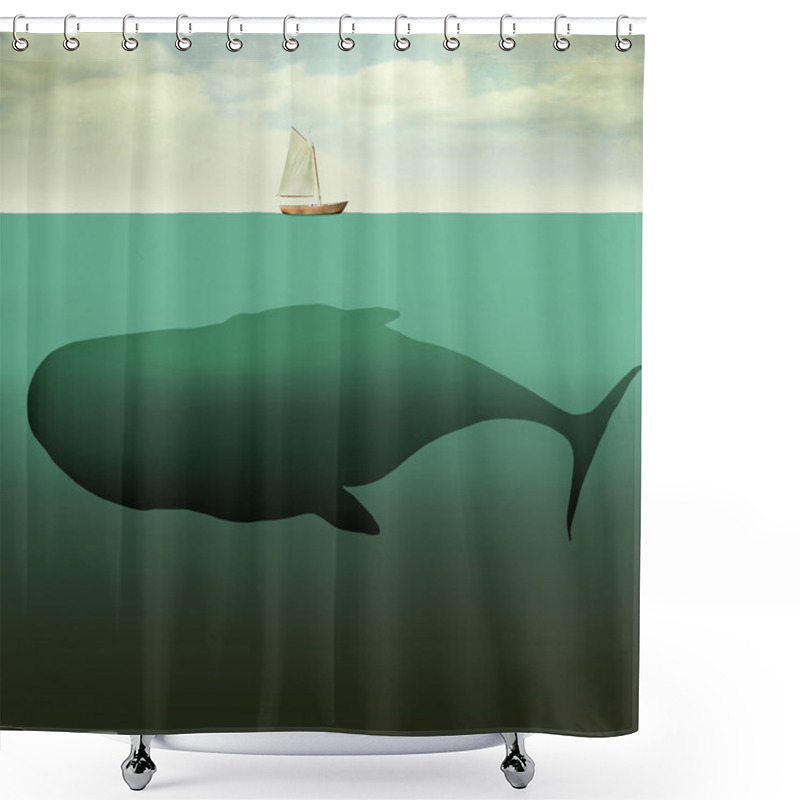 Personality  The Little Boat And The Giant Whale Shower Curtains