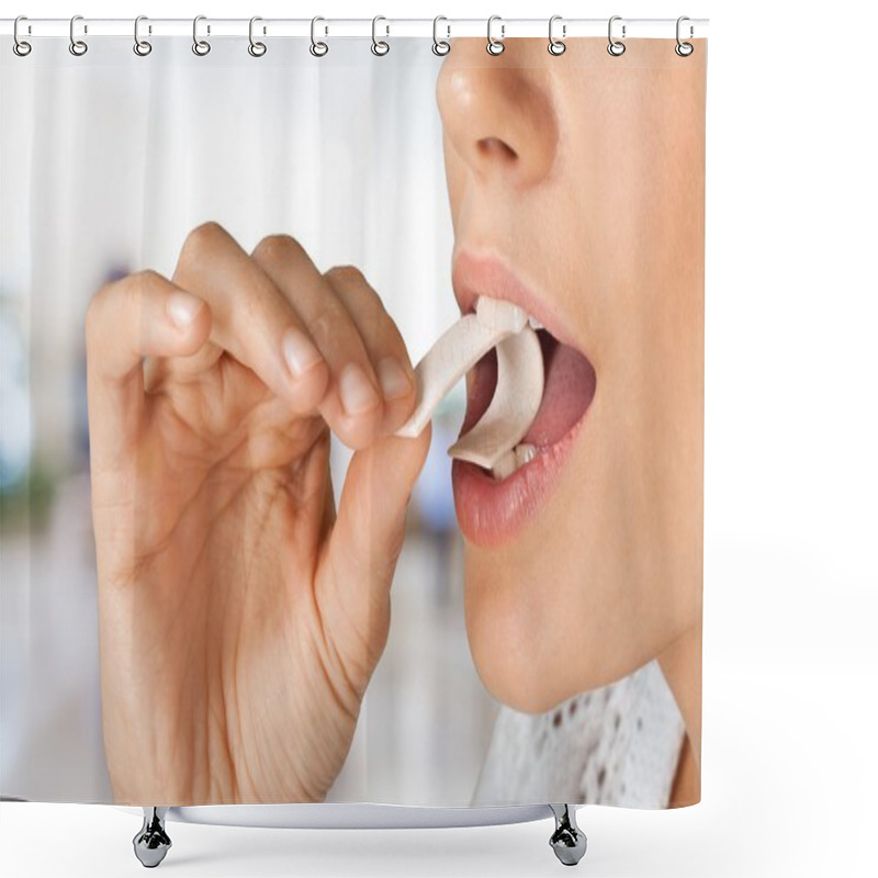 Personality  Close Up On  Girl While Enjoying  Gum Shower Curtains