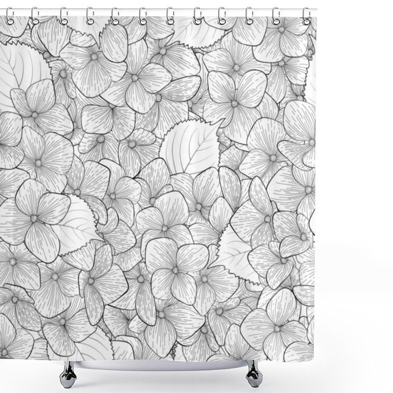 Personality  Beautiful Seamless Background With Monochrome, Black And White Flowers. Shower Curtains