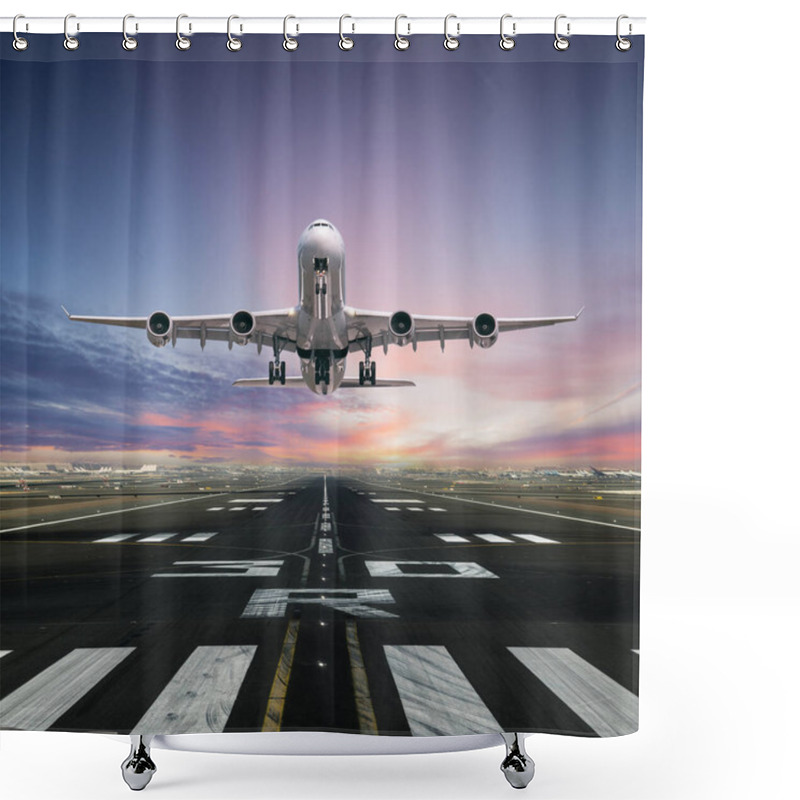 Personality  Airplane Taking Off From The Airport Runway Shower Curtains