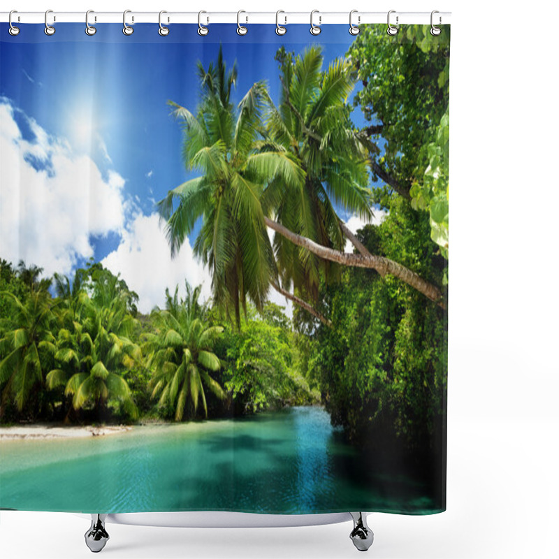 Personality  Lake And Palms, Mahe Island, Seychelles Shower Curtains