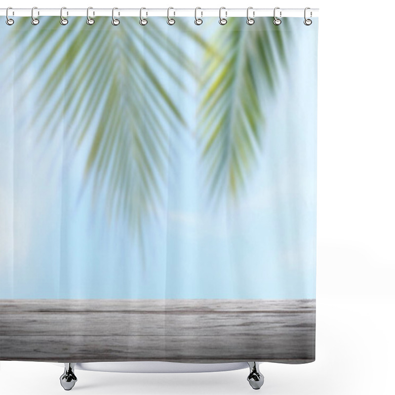 Personality  Background Coconut And Wood Plank, Coconut Palm Tree Background Blurred And Slats Wooden Texture Floor Plank Table Empty Shower Curtains