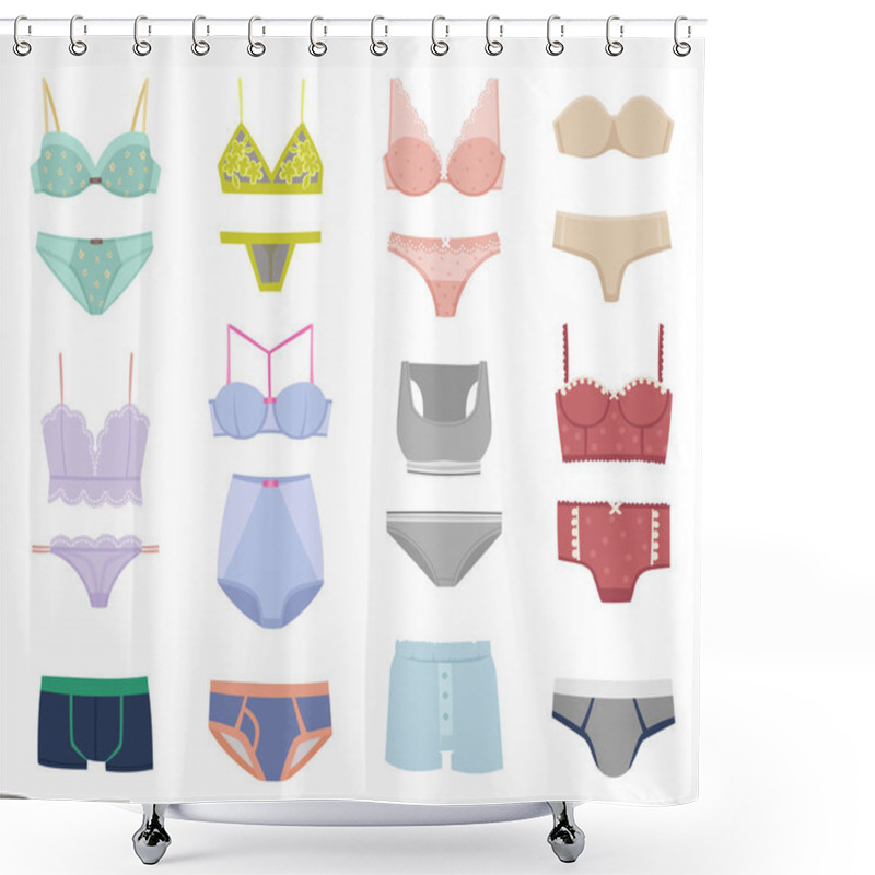 Personality  Underwear Isolated Vector Set. Shower Curtains