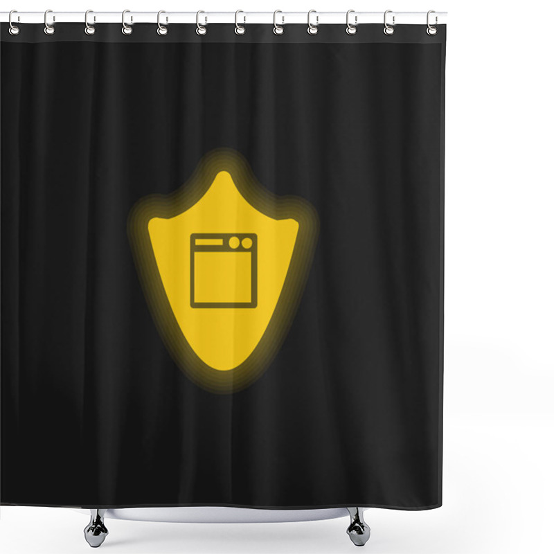 Personality  App Shield Yellow Glowing Neon Icon Shower Curtains