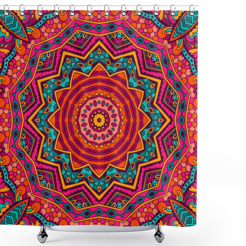 Personality  Abstract Festive Mandala Ethnic Tribal Pattern Shower Curtains