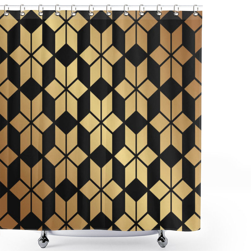 Personality  Modern Geometric Luxury Background For Business Or Presentation Or Greeting Card With Golden And Black Ornament. Shower Curtains