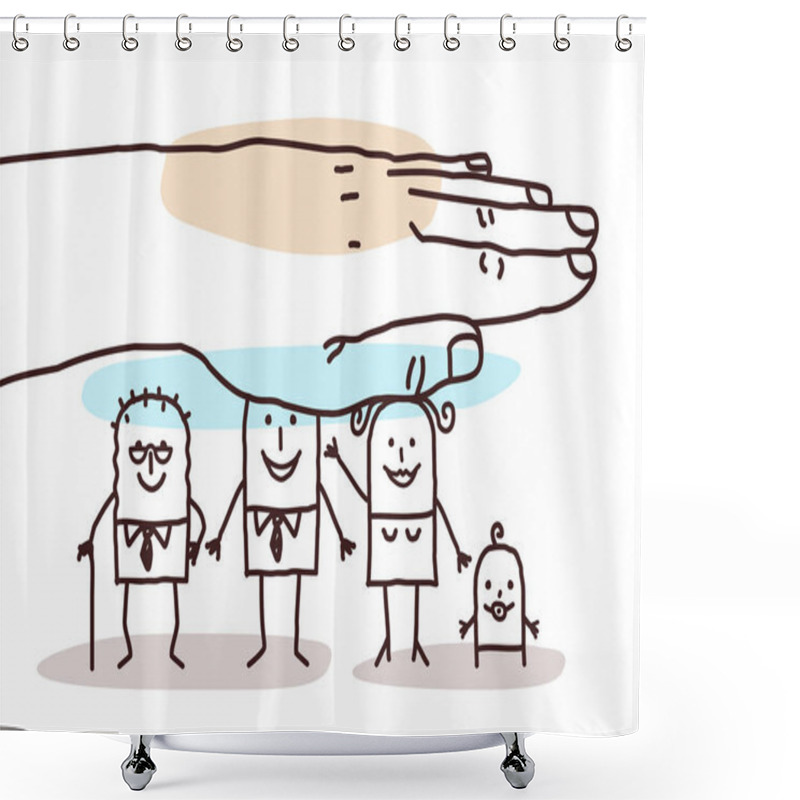 Personality  Protecting Big Hand - Cartoon Family Shower Curtains