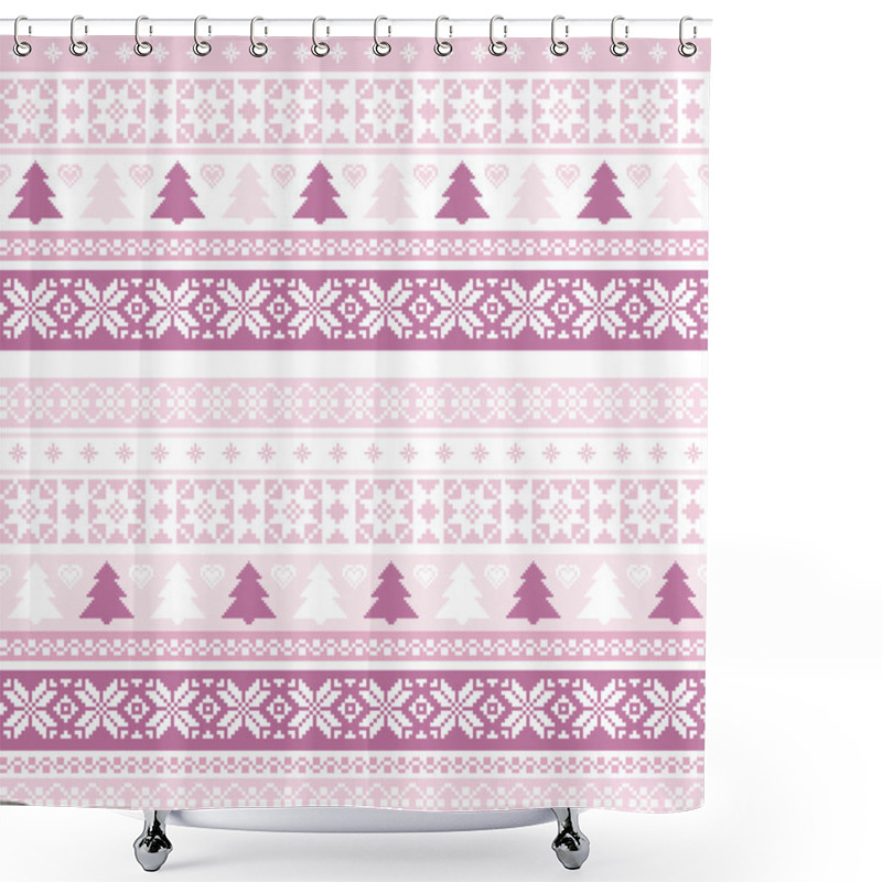 Personality  Christmas Pattern With Traditional Motifs Shower Curtains