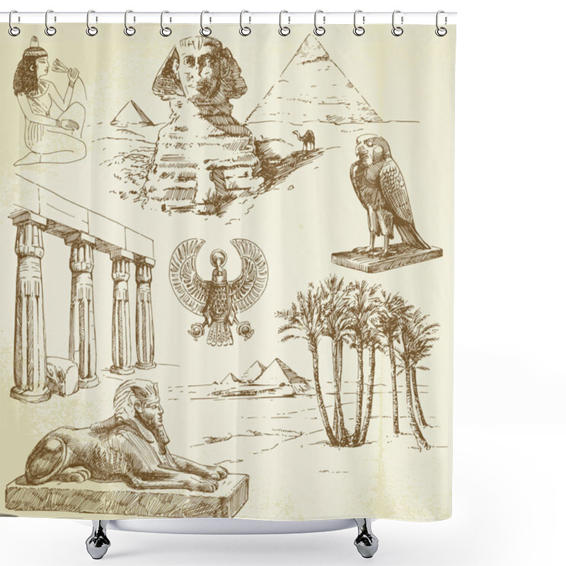 Personality  Ancient Egypt - Hand Drawn Set Shower Curtains