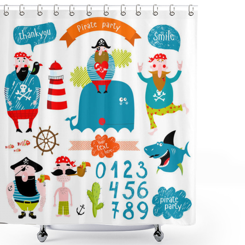 Personality  Set For A Pirate Party Shower Curtains