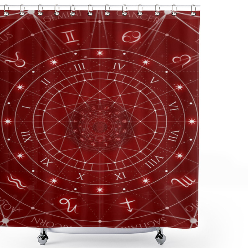 Personality  Astrology And Alchemy Sign Background Illustration - Red Shower Curtains