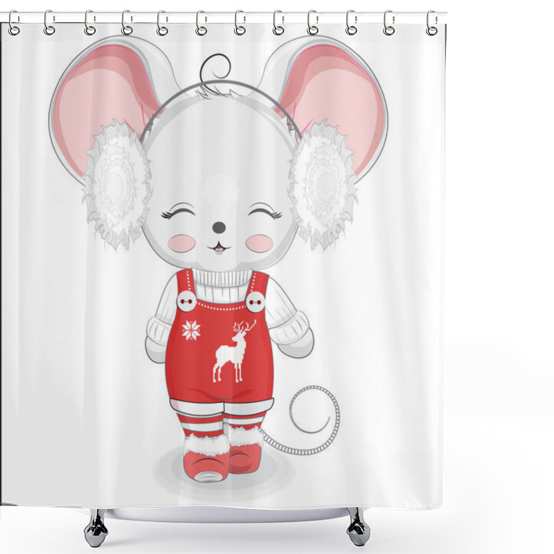 Personality  Happy New Year Little Mouse Girl Shower Curtains