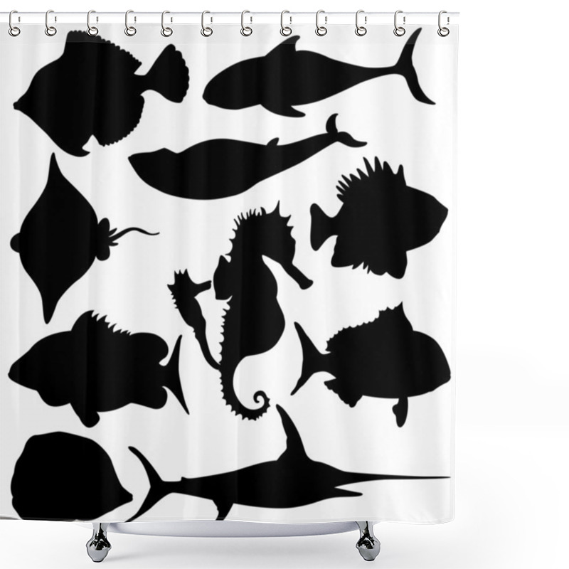 Personality  Vector Fish Silhouettes Shower Curtains