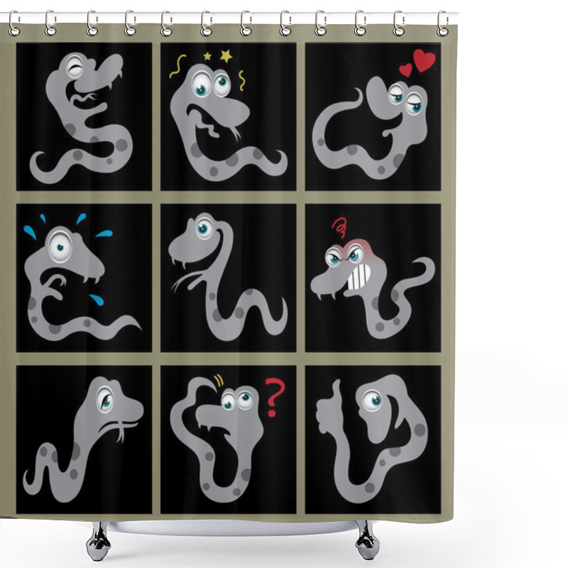 Personality  Snake Cartoon Character Icons Shower Curtains