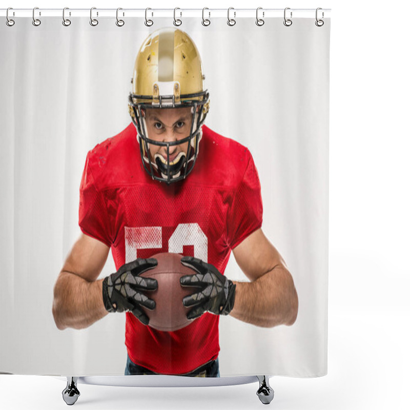 Personality  Football Player Holding Ball Shower Curtains