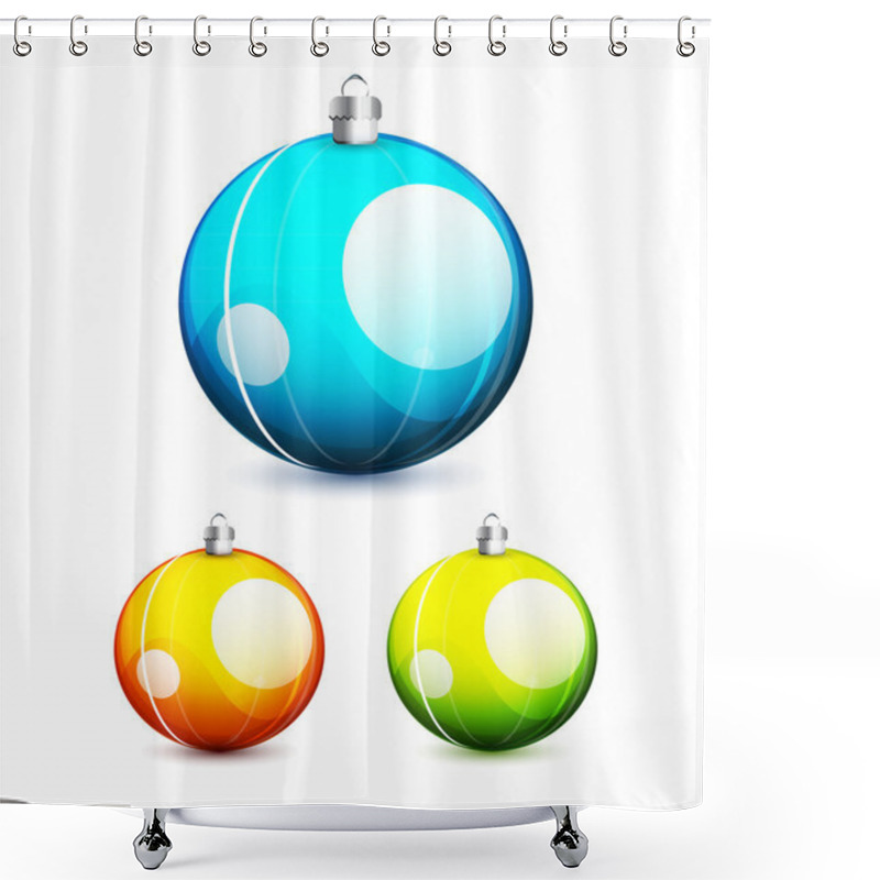 Personality  Shiny Christmas Balls Shower Curtains