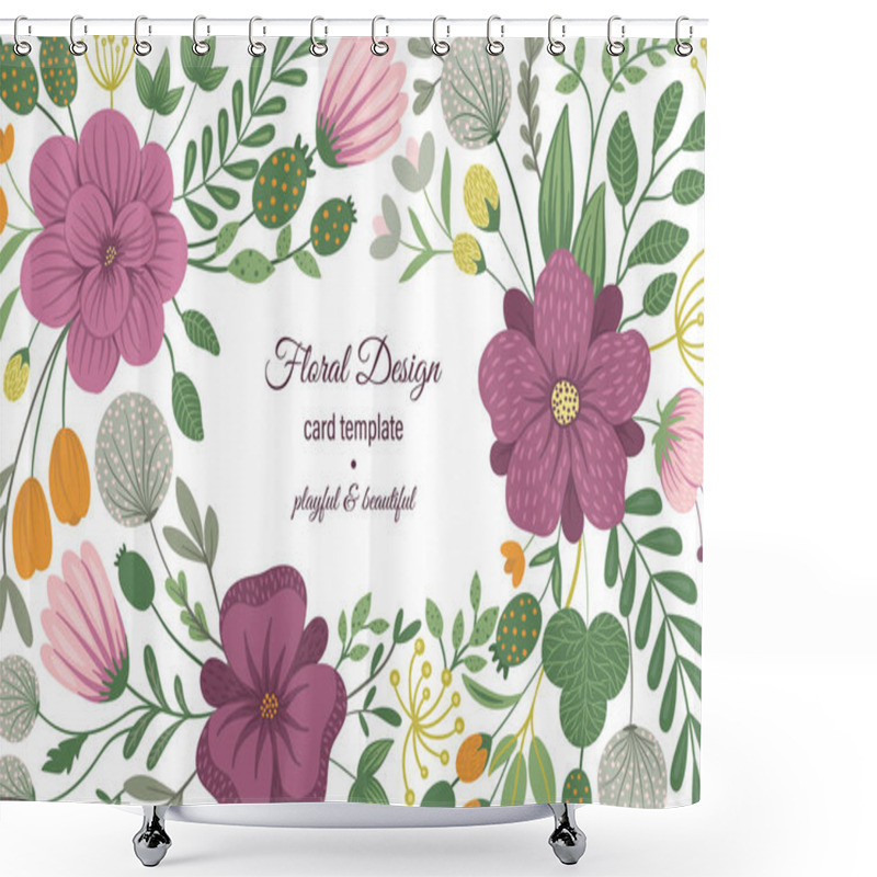 Personality  Vector Card Template With Floral Elements. Design With Flowers Shower Curtains