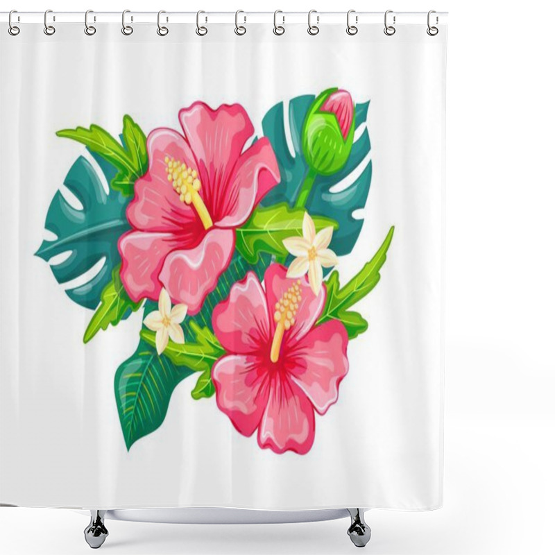 Personality  Tropical Pink Hawaian Hibiscus Flowers Shower Curtains